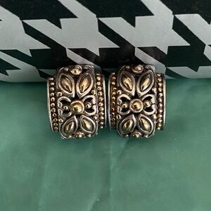 Authentic John Hardy Kawung Dot Sterling Silver/18K Gold Omega Back Earring.